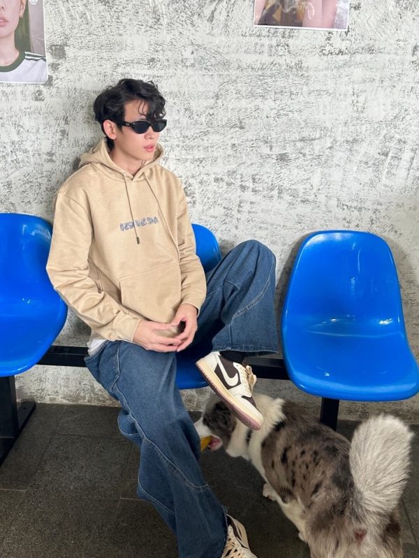 Burberry Letter Print on Chest Hoodie- Beige