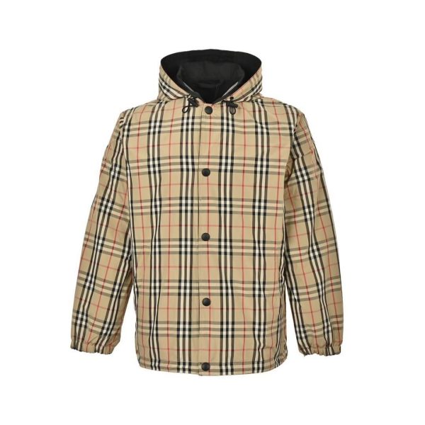 Burberry Reversible Check Hooded Jacket- Archive Beige
