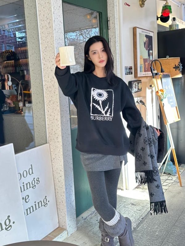 Burberry Sunflower Crew Neck Sweatshirt- Black