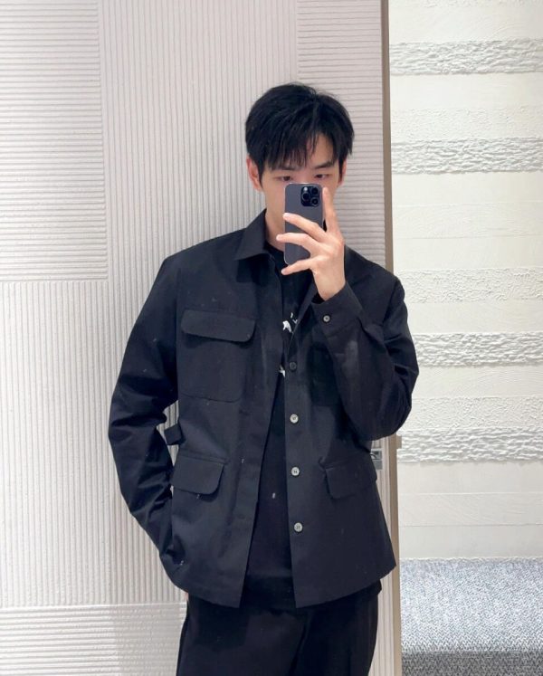 Christian Dior Four-pocket Belted Jacket- Black (3) Christian Dior Four-pocket Belted Jacket- Black