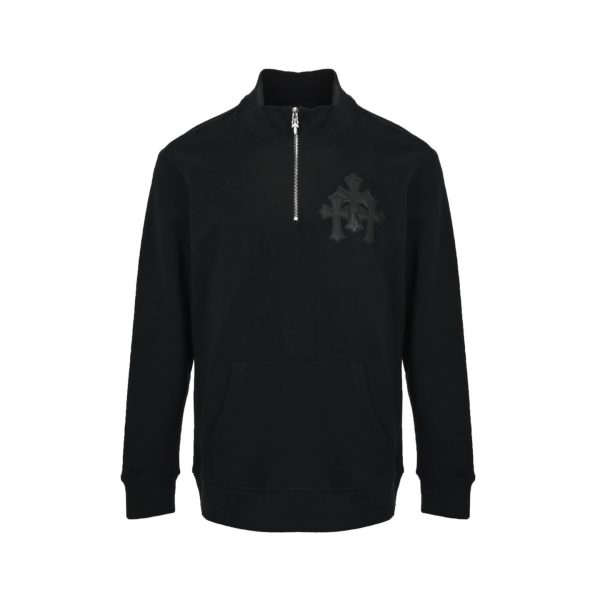 Chrome Hearts Cemetery Cross Quarter-Zip Sweatshirt- Black