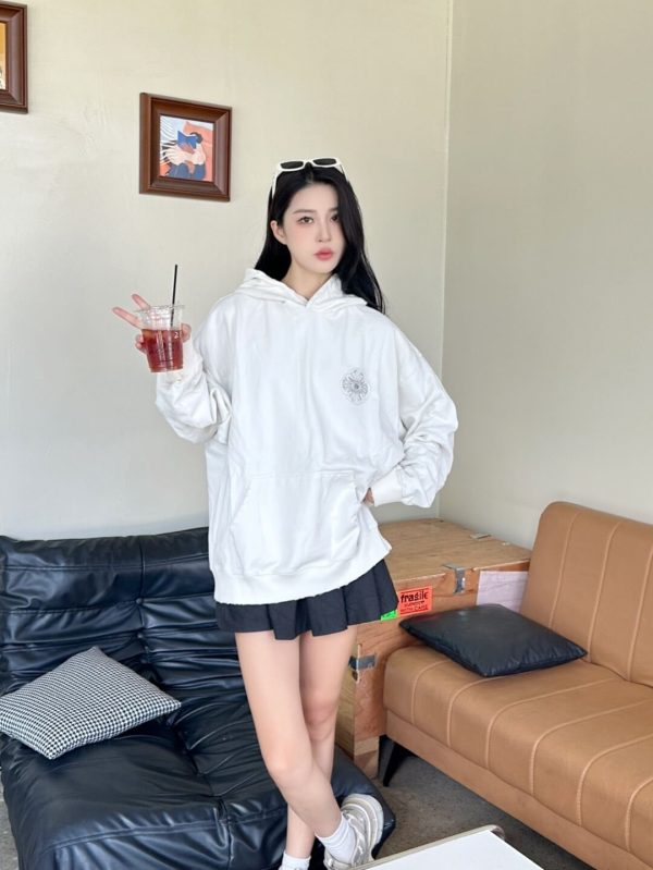 Chrome Hearts Cross Logo Embroidery Washed Burnout Hooded- White