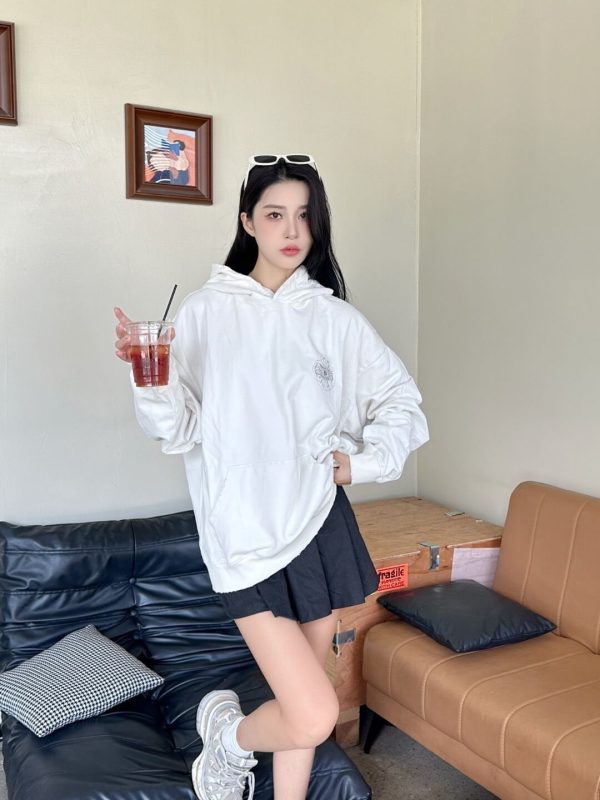 Chrome Hearts Cross Logo Embroidery Washed Burnout Hooded- White