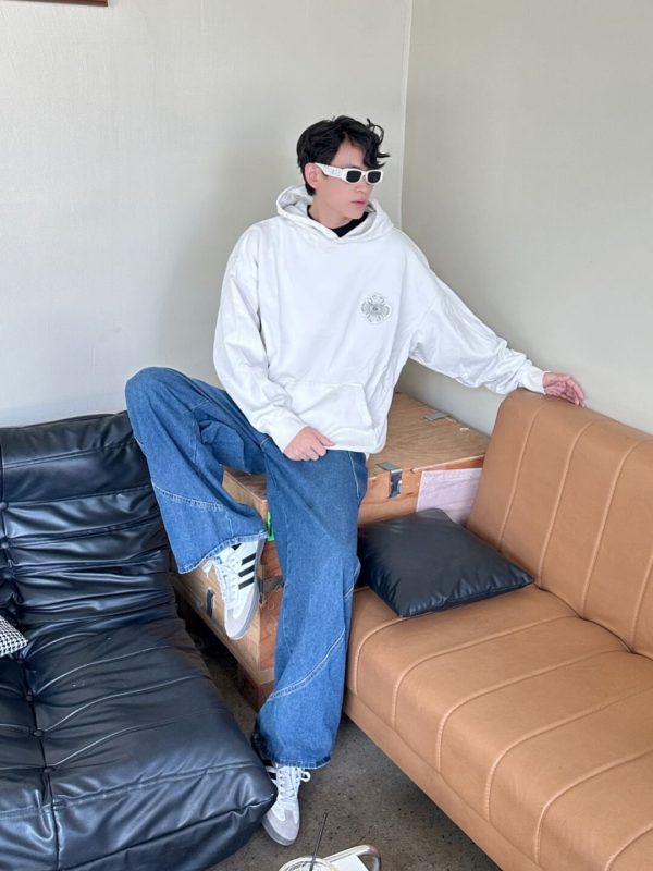 Chrome Hearts Cross Logo Embroidery Washed Burnout Hooded- White