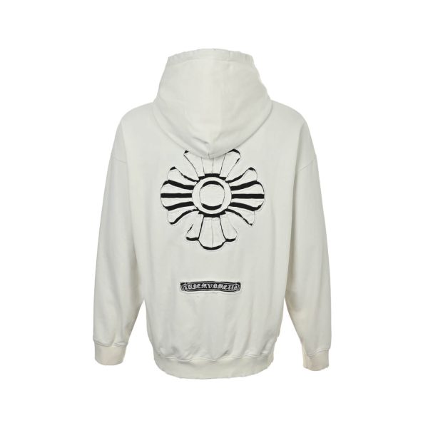 Chrome Hearts Cross Logo Embroidery Washed Burnout Hooded- White