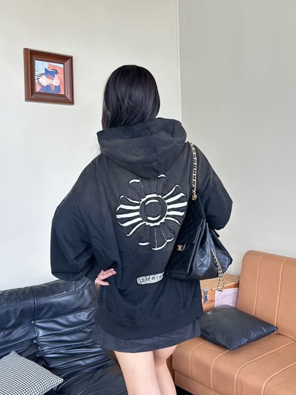 Chrome Hearts Cross Logo Embroidery Washed Burnout Hooded – Black (2) Chrome Hearts Cross Logo Embroidery Washed Burnout Hooded – Black