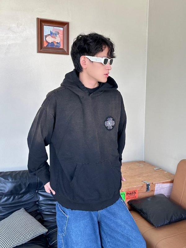 Chrome Hearts Cross Logo Embroidery Washed Burnout Hooded – Black (4) Chrome Hearts Cross Logo Embroidery Washed Burnout Hooded – Black