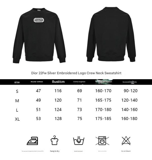 Dior Men's Front Logo Patch Couture Sweatshirt (10) Dior Men's Front Logo Patch Couture Sweatshirt- Black