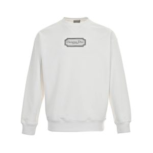 Dior Men's Front Logo Patch Couture Sweatshirt (8) Dior Men's Front Logo Patch Couture Sweatshirt- White