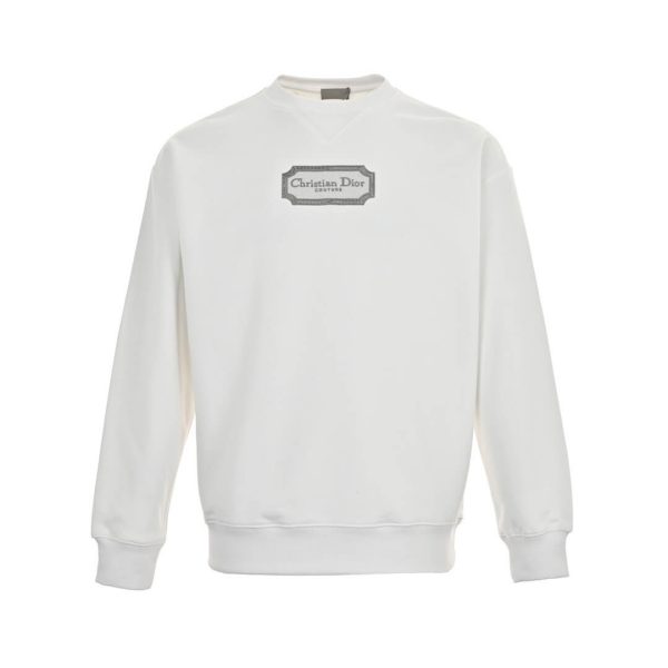 Dior Men's Front Logo Patch Couture Sweatshirt (8) Dior Men's Front Logo Patch Couture Sweatshirt- White