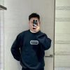 Dior Men's Front Logo Patch Couture Sweatshirt- Black (2) Dior Men's Front Logo Patch Couture Sweatshirt- Black