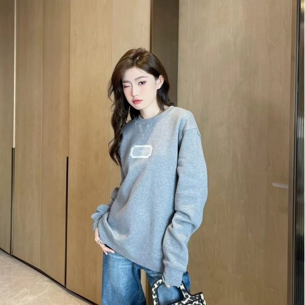 Dior Men's Front Logo Patch Couture Sweatshirt- Grey (2) Dior Men's Front Logo Patch Couture Sweatshirt- Grey