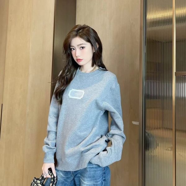 Dior Men's Front Logo Patch Couture Sweatshirt- Grey (3) Dior Men's Front Logo Patch Couture Sweatshirt- Grey