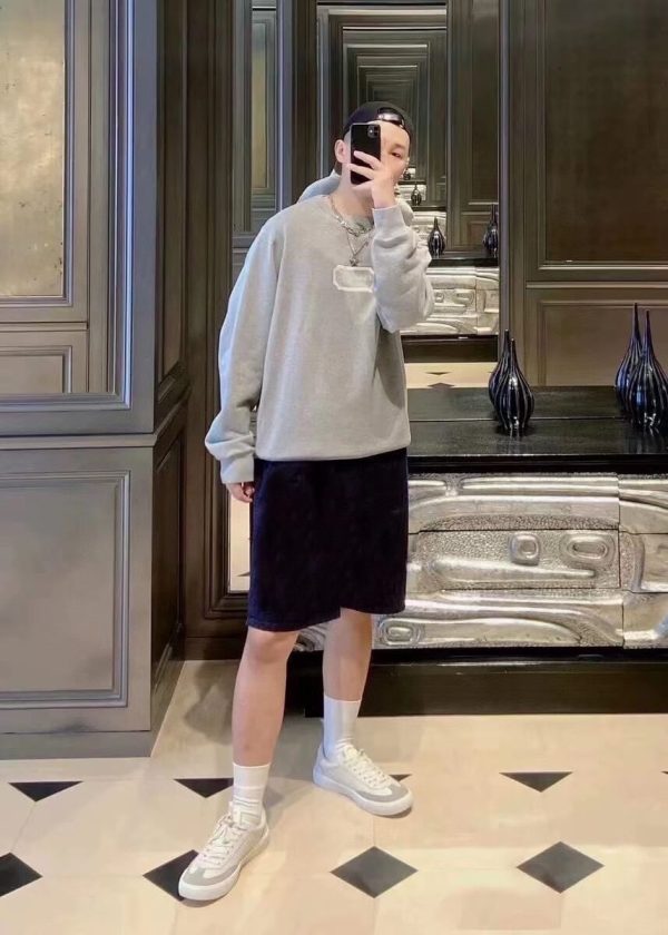 Dior Men's Front Logo Patch Couture Sweatshirt- Grey (4) Dior Men's Front Logo Patch Couture Sweatshirt- Grey