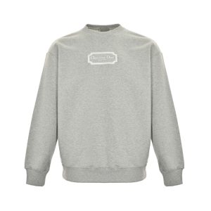 Dior Men's Front Logo Patch Couture Sweatshirt- Grey (8) Dior Men's Front Logo Patch Couture Sweatshirt- Grey