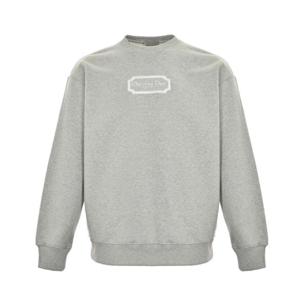 Dior Men's Front Logo Patch Couture Sweatshirt- Grey (8) Dior Men's Front Logo Patch Couture Sweatshirt- Grey