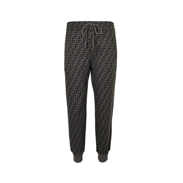 Fendi FF-Logo Print Track Pants – Black and Grey