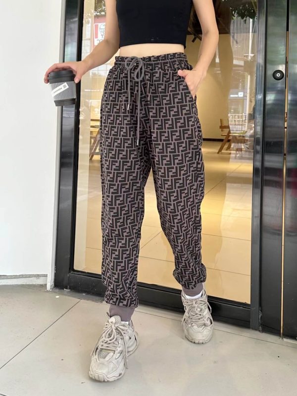 Fendi FF-Logo Print Track Pants – Black and Grey