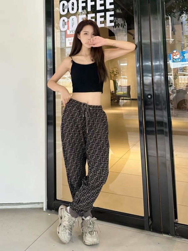 Fendi FF-Logo Print Track Pants – Black and Grey