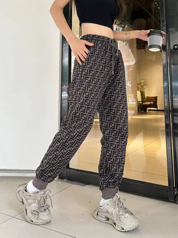 Fendi FF-Logo Print Track Pants – Black and Grey