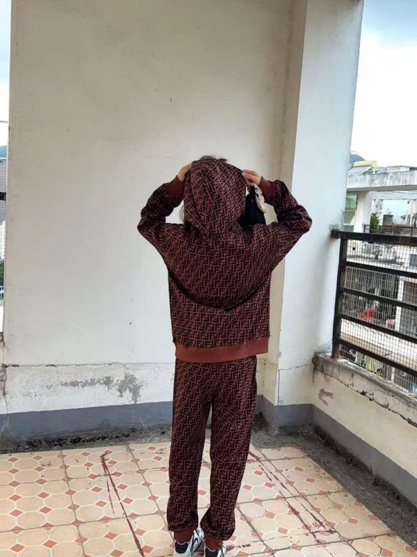 Fendi  FF-logo Print Track Pants- Brown