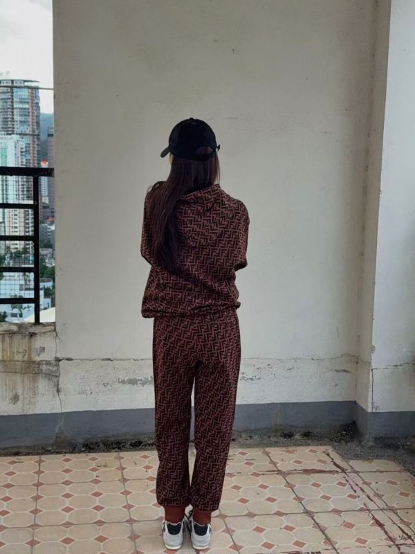 Fendi  FF-logo Print Track Pants- Brown