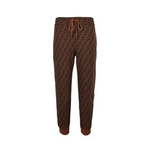Fendi FF-logo Print Track Pants- Brown (7) Fendi FF-logo Print Track Pants- Brown