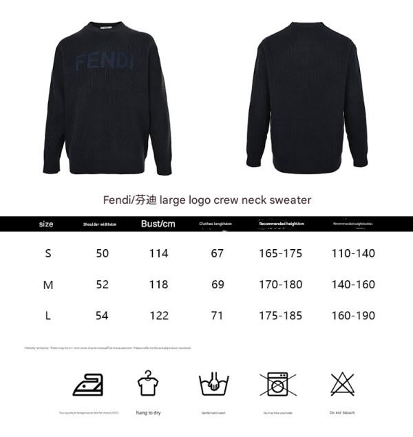 Fendi Men's Crew-neck Sweater- Off-White