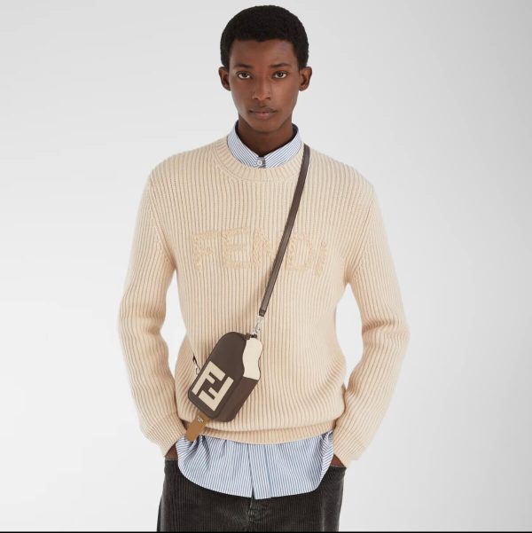 Fendi Men's Crew-neck Sweater- Off-White
