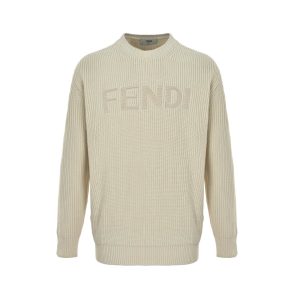 Fendi Men's Crew-neck Sweater- Off-White (9) Fendi Men's Crew-neck Sweater- Off-White