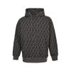 Fendi Men's FF Logo All Over Print Hooded- Black and Grey