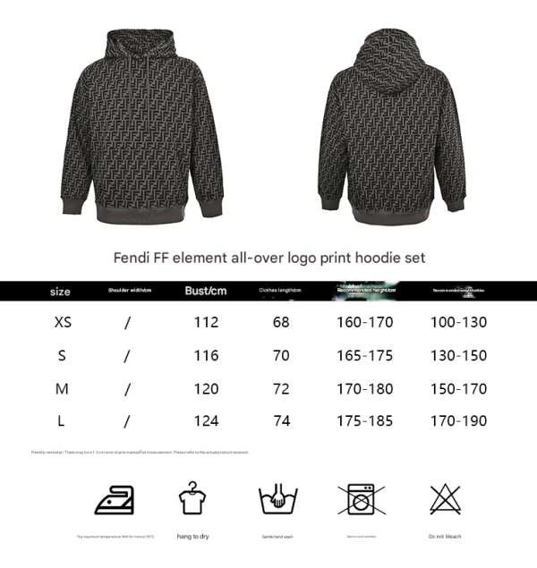 Fendi Men's FF Logo All Over Print Hooded- Brown and Black (1) Fendi Men's FF Logo All Over Print Hooded- Brown and Black