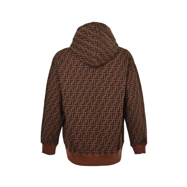 Fendi Men's FF Logo All Over Print Hooded- Brown and Black (7) Fendi Men's FF Logo All Over Print Hooded- Brown and Black