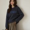 Fendi Women's Crew-neck Sweater- Navy Blue