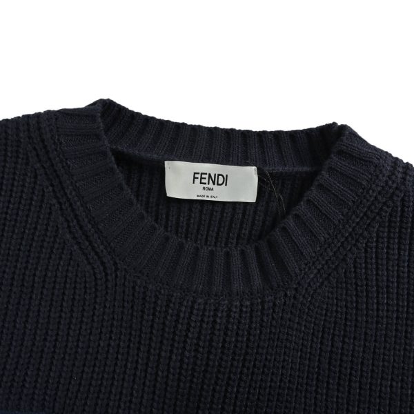 Fendi Women's Crew-neck Sweater- Navy Blue