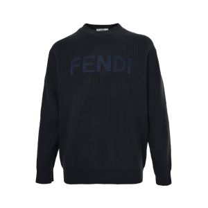 Fendi Women's Crew-neck Sweater- Navy Blue (8) Fendi Women's Crew-neck Sweater- Navy Blue