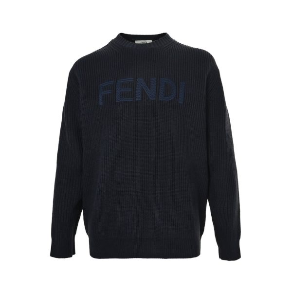Fendi Women's Crew-neck Sweater- Navy Blue
