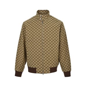 Gucci GG Canvas Bomber Jacket- Dark Brown