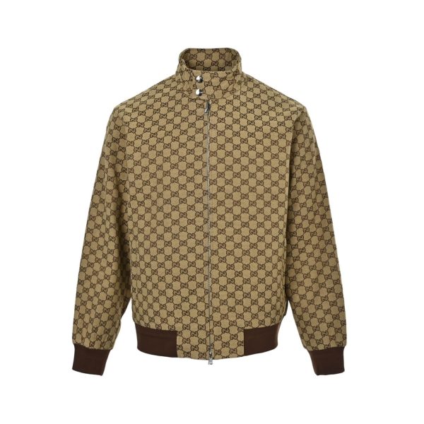 Gucci GG Canvas Bomber Jacket- Dark Brown