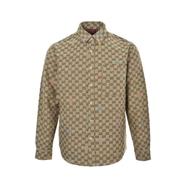 Gucci GG Canvas Jacquard Shirt Jacket- Sand Beige (10) Gucci GG Canvas Jacquard Shirt Jacket- Sand Beige
