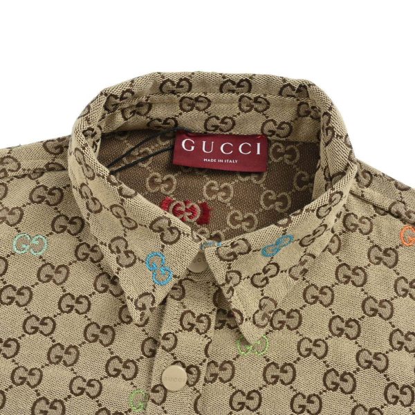 Gucci GG Canvas Jacquard Shirt Jacket- Sand Beige (8) Gucci GG Canvas Jacquard Shirt Jacket- Sand Beige
