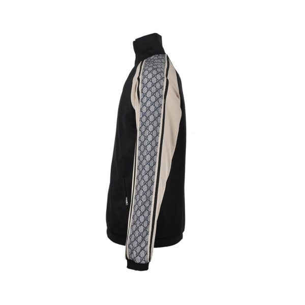 Gucci GG Zip Snakeskin Webbing Jacket- Black