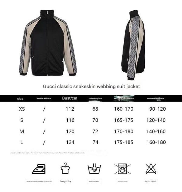 Gucci GG Zip Snakeskin Webbing Jacket- Black