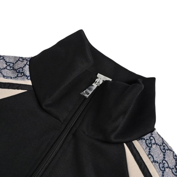 Gucci GG Zip Snakeskin Webbing Jacket- Black