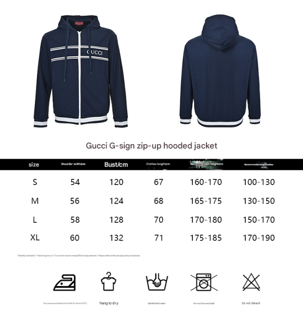 Gucci Logo Zip Hoodie Jacket- Navy Blue