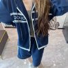 Gucci Logo Zip Hoodie Jacket- Navy Blue