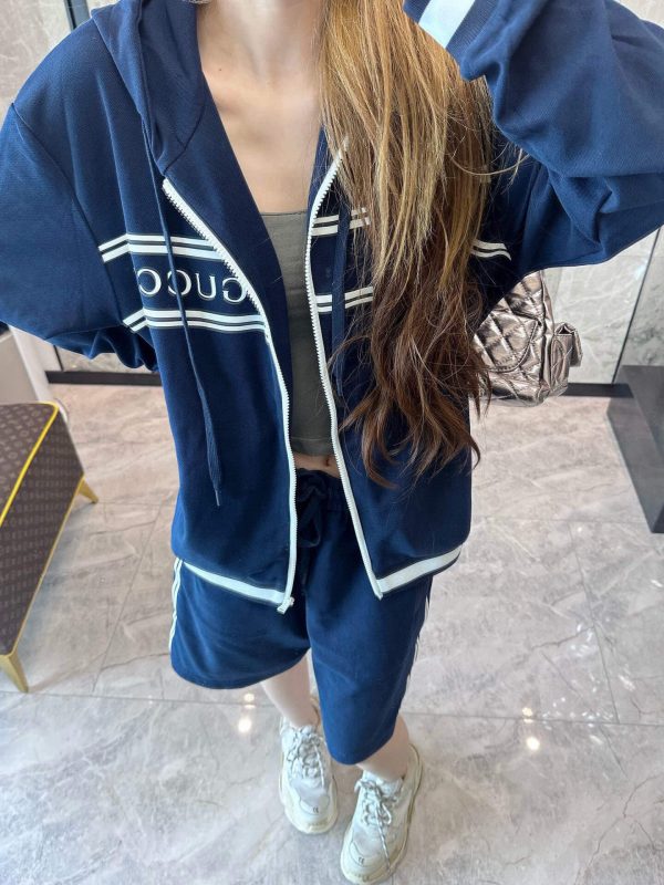Gucci Logo Zip Hoodie Jacket- Navy Blue