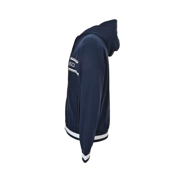 Gucci Logo Zip Hoodie Jacket- Navy Blue