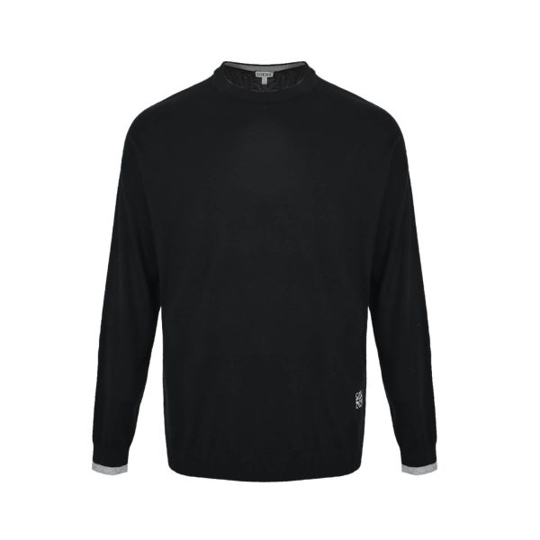 Loewe Anagram embroidered Crew Neck Sweater- Black
