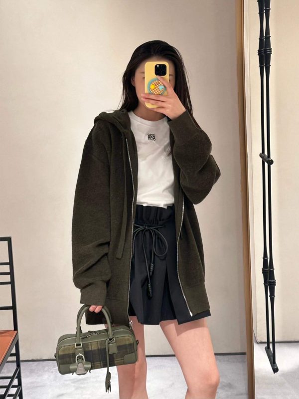 Loewe Hooded Wool Zipped Vest- Green